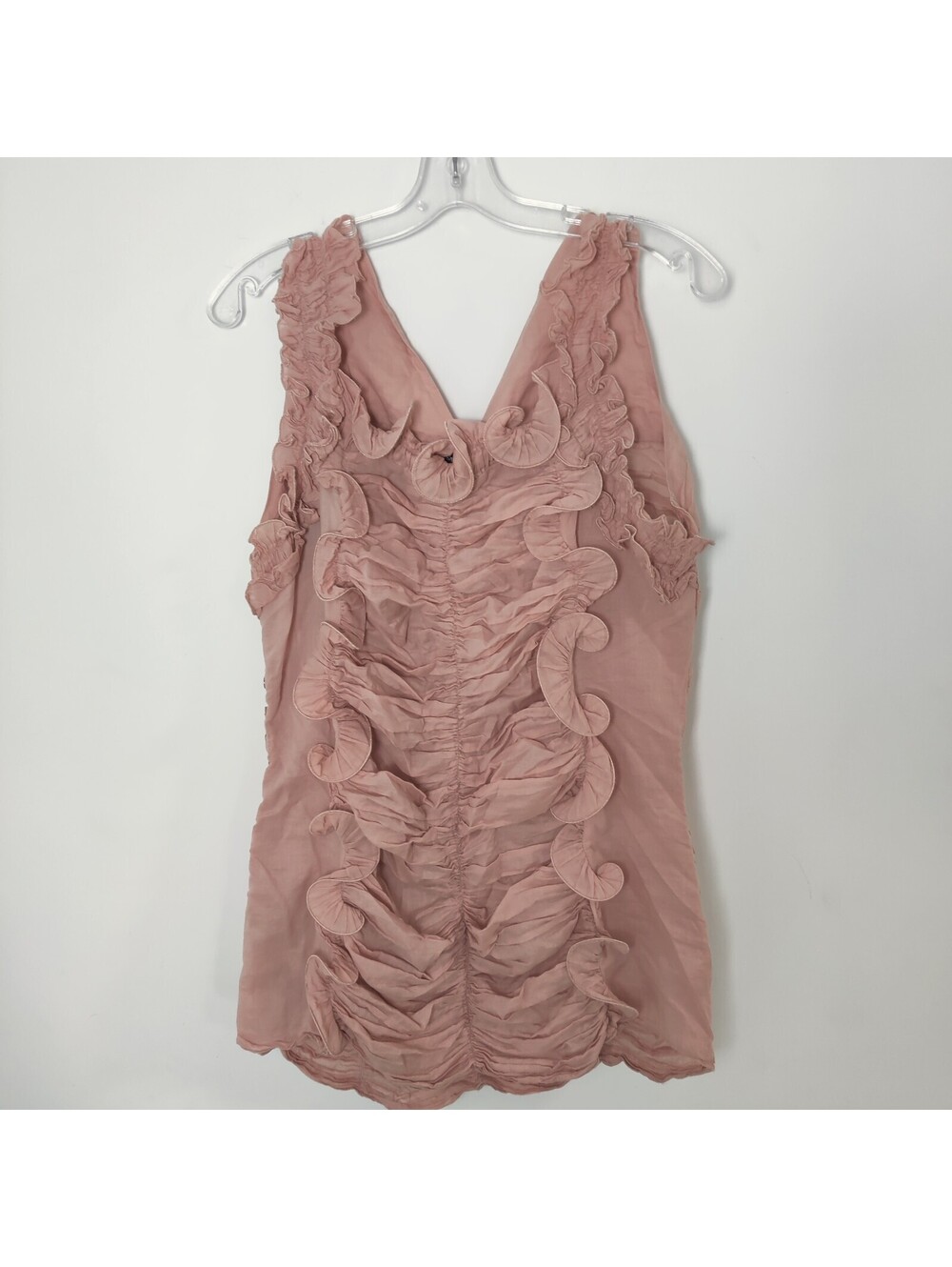IMI Fashion Dusty Rose Pink Ruched Ruffle Sleeveless Bodycon Mini Dress Medium
